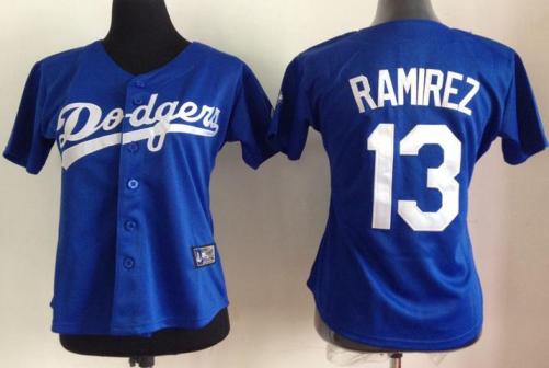Women Los Angeles Dodgers 13 Hanley Ramirez Blue MLB Jerseys Cheap