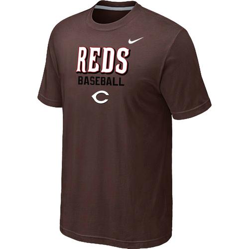 Nike MLB Cincinnati Reds 2014 Home Practice T-Shirt - Brown Cheap