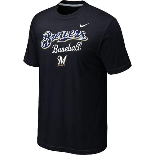 Nike MLB Milwaukee Brewers 2014 Home Practice T-Shirt - Black Cheap