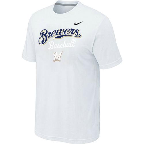 Nike MLB Milwaukee Brewers 2014 Home Practice T-Shirt - White Cheap