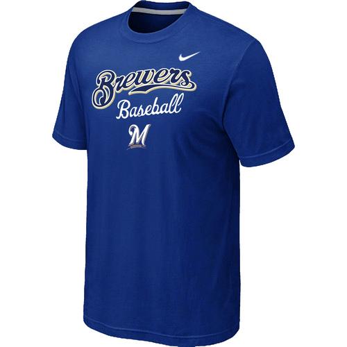 Nike MLB Milwaukee Brewers 2014 Home Practice T-Shirt - Blue Cheap