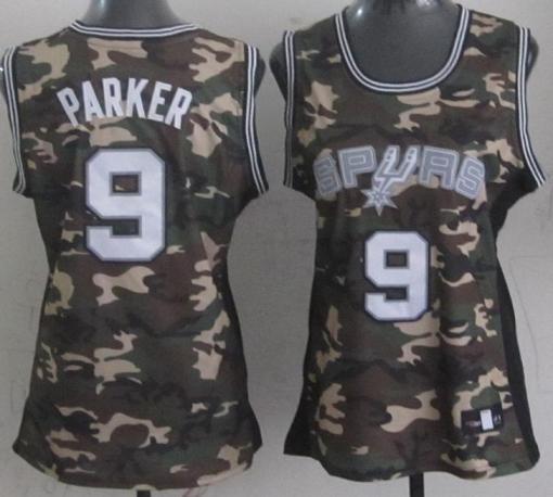 Women San Antonio Spurs 9 Tony Parker Camo Revolution 30 Swingman NBA Jerseys Cheap