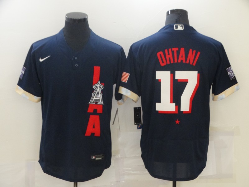 Mens Los Angeles Angels #17 Shohei Ohtani Stitched Nike Navy 2021 MLB All-Star Game American League Jersey