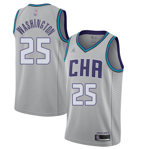 Men's Nike Charlotte Hornets #25 PJ Washington Gray NBA Jordan Swingman City Edition 2019 20 Jersey