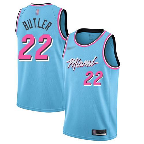 Men's Nike Miami Heat #22 Jimmy Butler Blue Basketball Swingman City Edition 2019 20 Jersey
