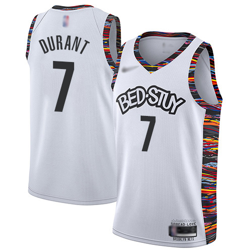 Men's Nike Brooklyn Nets #7 Kevin Durant White Basketball Swingman City Edition 2019 20 Jersey