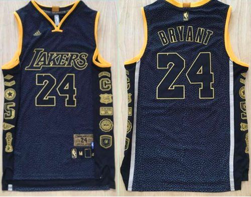 Los Angeles Lakers #24 Kobe Bryant Black Serpentine Retirement Memorial Stitched NBA Jersey