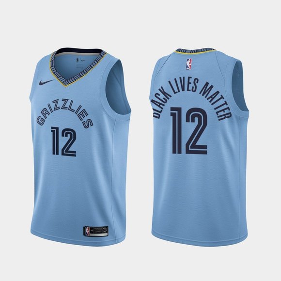 Memphis Grizzlies #12 Ja Morant BLM Jersey Blue