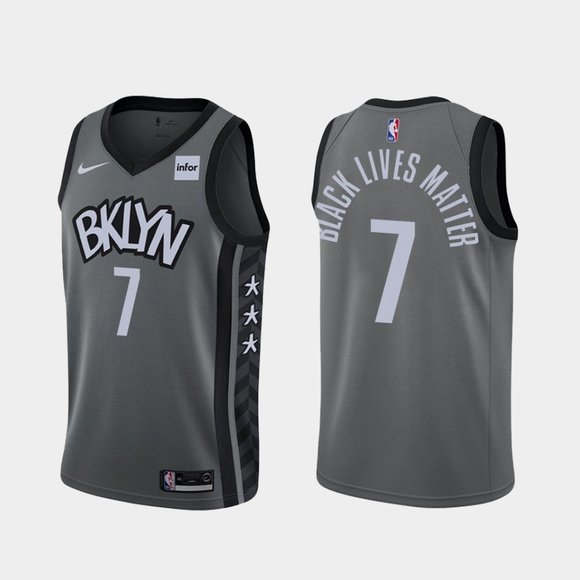 Brooklyn Nets #7 Kevin Durant BLM 2020 Jersey Gray