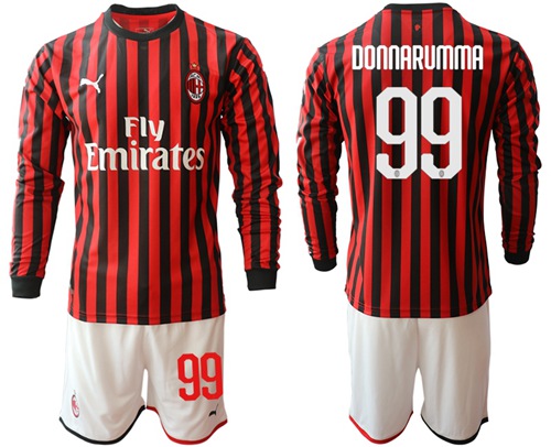 AC Milan #99 Donnarumma Home Long Sleeves Soccer Club Jersey
