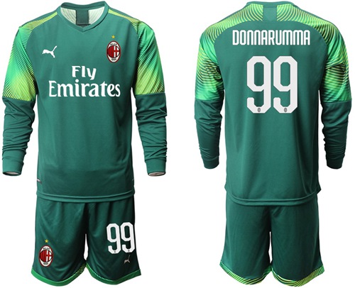 AC Milan #99 Donnarumma Army Green Goalkeeper Long Sleeves Soccer Club Jersey