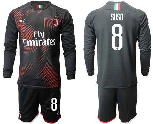 AC Milan #8 Suso Third Long Sleeves Soccer Club Jersey