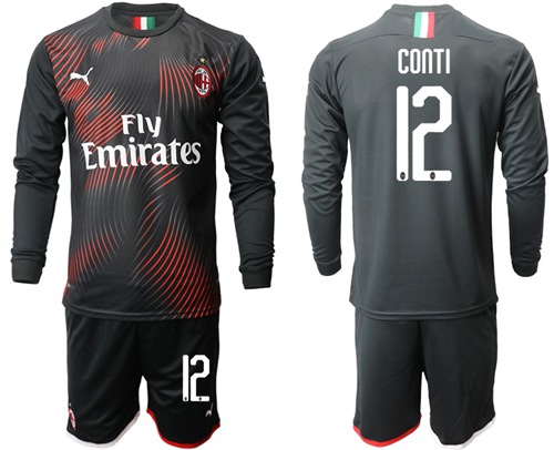 AC Milan #12 Conti Third Long Sleeves Soccer Club Jersey
