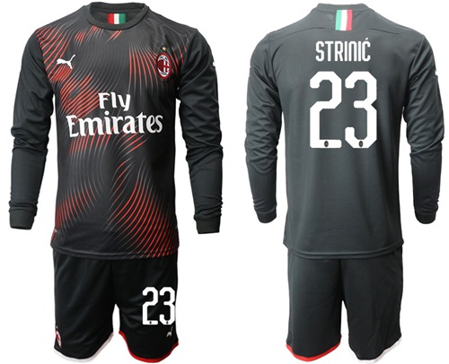 AC Milan #23 Strinic Third Long Sleeves Soccer Club Jersey
