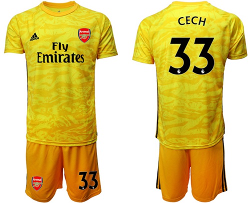 Arsenal #33 Cech Yellow Goalkeeper Soccer Club Jersey