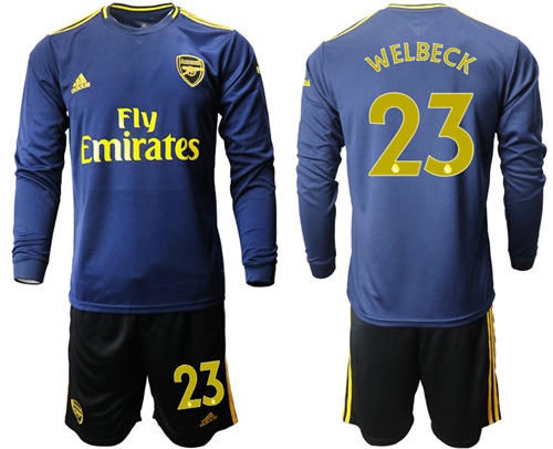 Arsenal #23 Welbeck Blue Long Sleeves Soccer Club Jersey