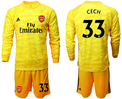 Arsenal #33 Cech Yellow Long Sleeves Goalkeeper Soccer Country Jersey