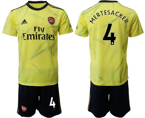 Arsenal #4 Mertesacker Yellow Soccer Club Jersey