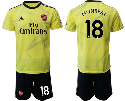 Arsenal #18 Monreal Yellow Soccer Club Jersey