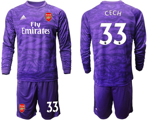 Arsenal #33 Cech Purple Long Sleeves Goalkeeper Soccer Country Jersey