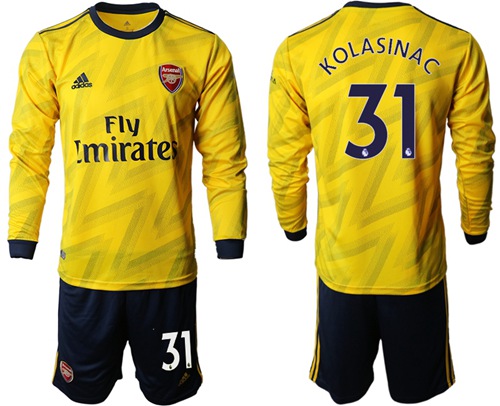 Arsenal #31 Kolasinac Away Long Sleeves Soccer Club Jersey