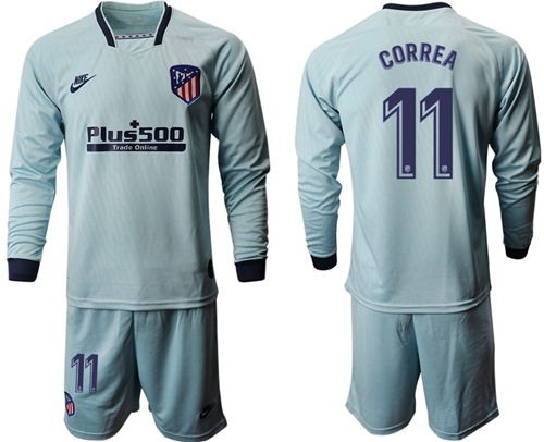 Atletico Madrid #11 Correa Third Long Sleeves Soccer Club Jersey