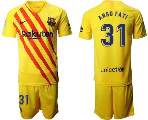 Barcelona #31 Ansu Fati Yellow Soccer Club Jersey