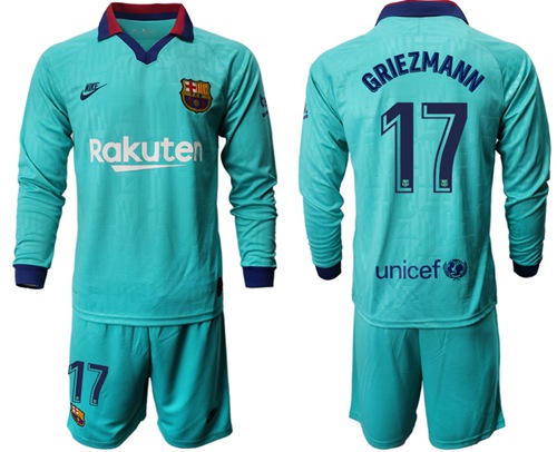 Barcelona #17 Griezmann Third Long Sleeves Soccer Club Jersey