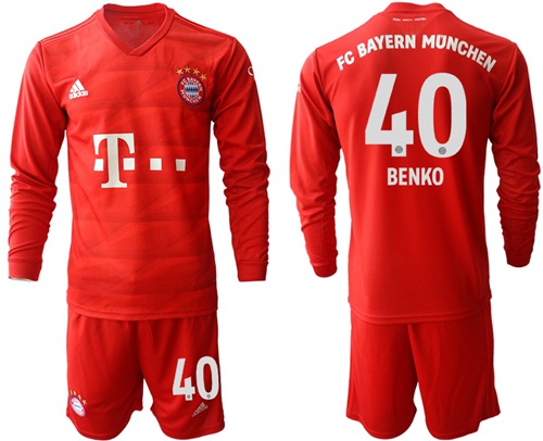Bayern Munchen #40 Benko Home Long Sleeves Soccer Club Jersey