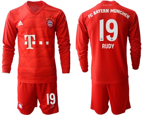 Bayern Munchen #19 Rudy Home Long Sleeves Soccer Club Jersey