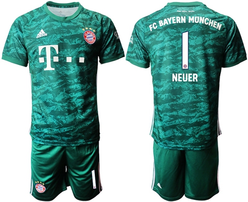 Bayern Munchen #1 Neuer Green Goalkeeper Soccer Club Jersey