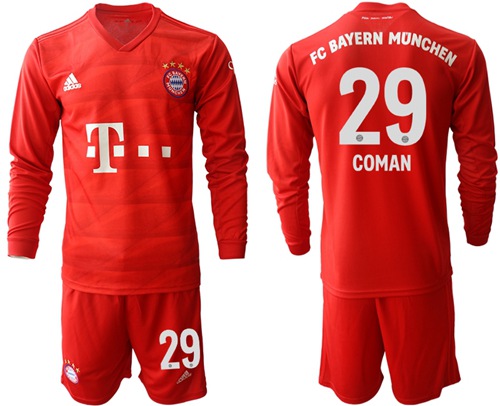 Bayern Munchen #29 Coman Home Long Sleeves Soccer Club Jersey