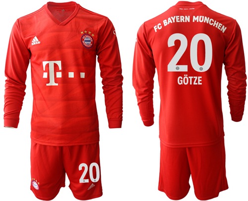 Bayern Munchen #20 Gotze Home Long Sleeves Soccer Club Jersey