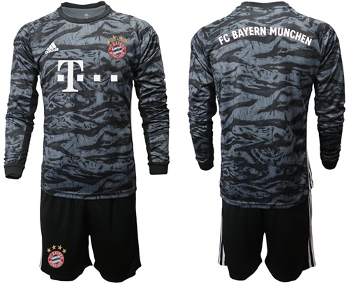 Bayern Munchen Blank Black Goalkeeper Long Sleeves Soccer Club Jersey