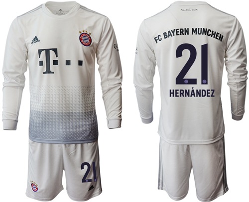 Bayern Munchen #21 Hernandez Away Long Sleeves Soccer Club Jersey
