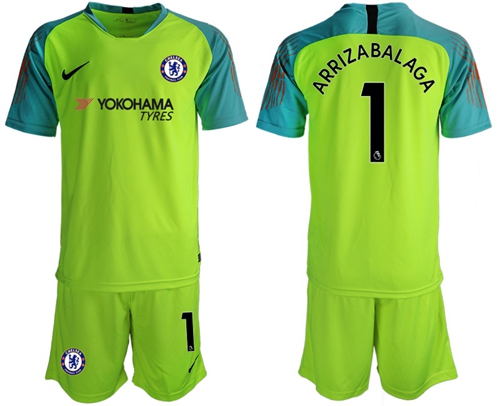 Chelsea #1 Arrizabalaga Shiny Green Goalkeeper Soccer Club Jersey