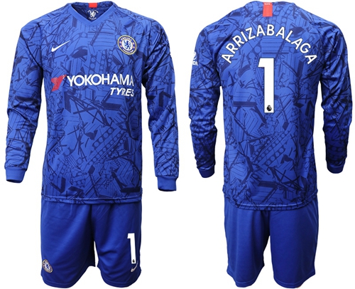 Chelsea #1 Arrizabalaga Home Long Sleeves Soccer Club Jersey