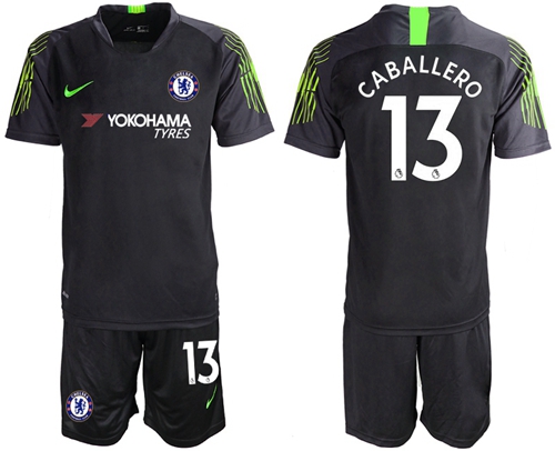 Chelsea #13 Caballero Black Goalkeeper Soccer Club Jersey
