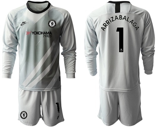 Chelsea #1 Arrizabalaga Grey Goalkeeper Long Sleeves Soccer Club Jersey