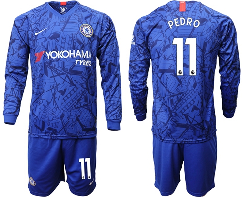 Chelsea #11 Pedro Home Long Sleeves Soccer Club Jersey