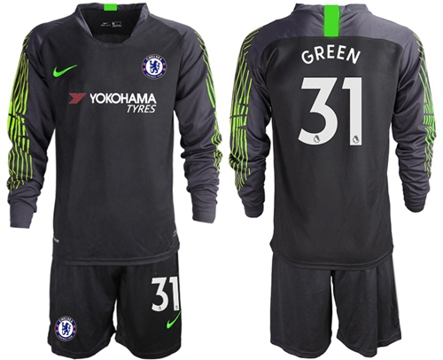 Chelsea #31 Green Black Goalkeeper Long Sleeves Soccer Club Jersey