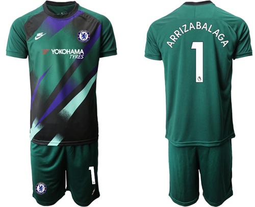 Chelsea #1 Arrizabalaga Green Goalkeeper Soccer Club Jersey