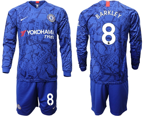Chelsea #8 Barkley Home Long Sleeves Soccer Club Jersey