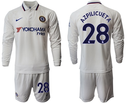 Chelsea #28 Azpilicueta Away Long Sleeves Soccer Club Jersey
