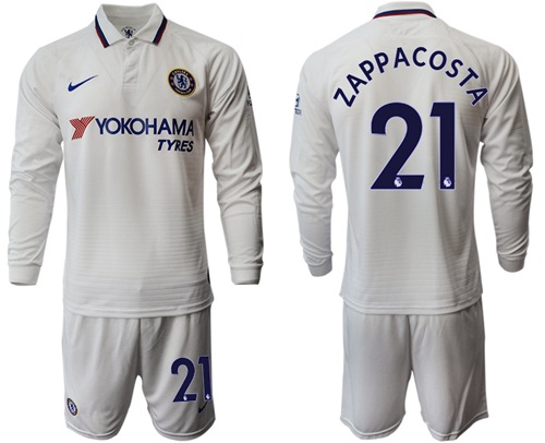 Chelsea #21 Zappa Costa Away Long Sleeves Soccer Club Jersey