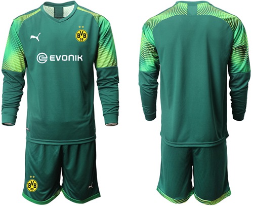 Dortmund Blank Army Green Goalkeeper Long Sleeves Soccer Club Jersey