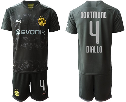 Dortmund #4 Diallo Away Soccer Club Jersey