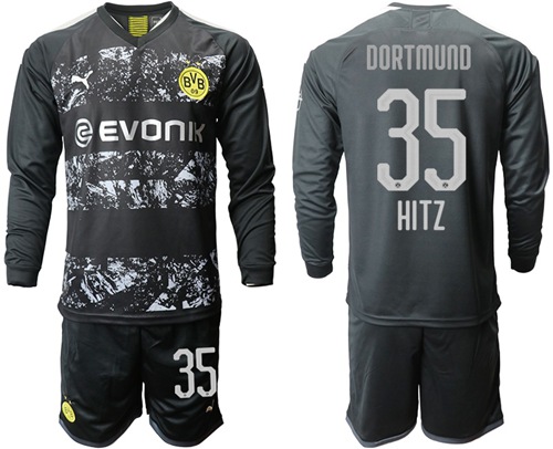 Dortmund #35 Hitz Away Long Sleeves Soccer Club Jersey