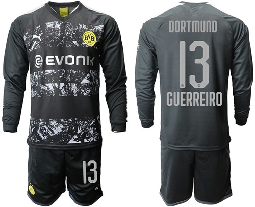 Dortmund #13 Guerreiro Away Long Sleeves Soccer Club Jersey