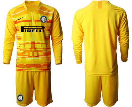 Inter Milan Blank Yellow Goalkeeper Long Sleeves Soccer Club Jersey
